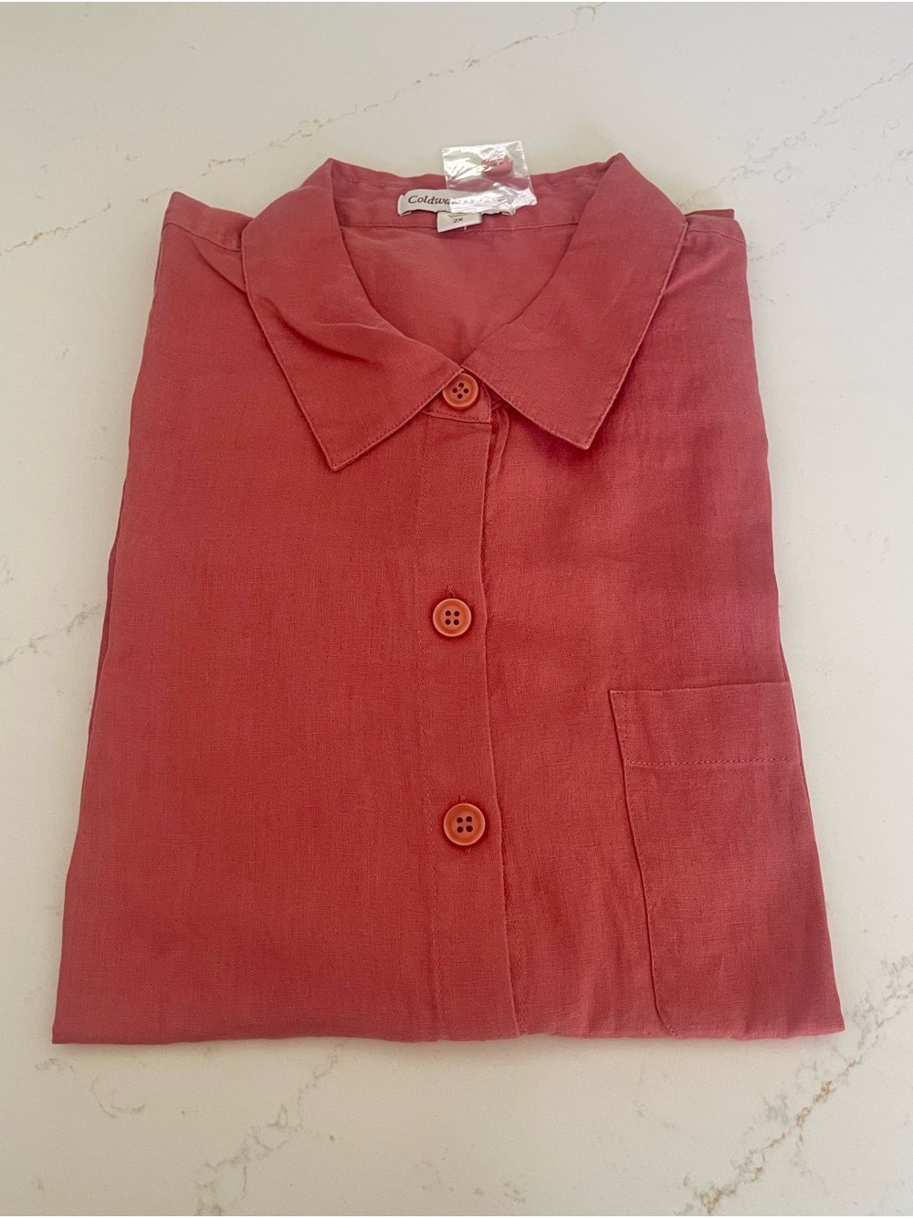 Coldwater Creek Women's Button-Down 100% Linen Camp Shirt in Dusty Rose 2X